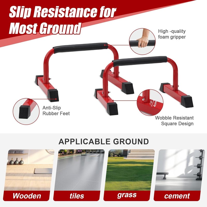 ETICSIPA Push Up Bars: Sweat-resistant Parallettes Bar for Handstands L-sit & Dip, No Wobbling Strength Training Pushup Stands for Women Men Workout Core Exercise at Home Floor Gym - Image 4